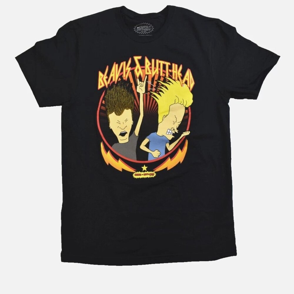 Beavis And Butthead Mens Heavy Metal Style Rock Funny Cartoon Shirt New Small